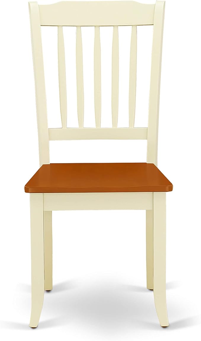East West Furniture QUDA7-BMK-W 7 Piece Dining Table Set Consist of a Rectangle Wooden Table with Butterfly Leaf and 6 Dining Room Chairs, 40x78 Inch, Buttermilk & Cherry