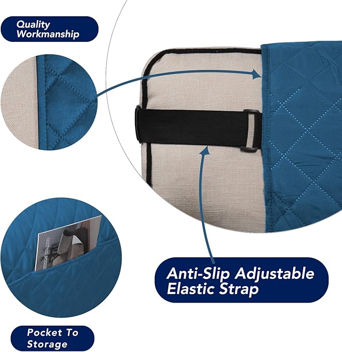 PureFit Reversible Sofa Couch Cover Water Resistant Couch Covers for 3 Cushion, Washable Furniture Cover with Non-Slip Foam and Adjustable Strap for Dogs, Pets (Oversized Sofa, Peacock Blue/Ivory)