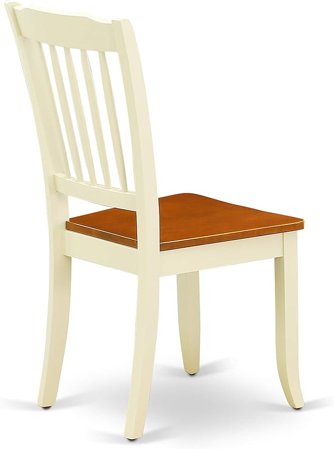 East West Furniture QUDA7-BMK-W 7 Piece Dining Table Set Consist of a Rectangle Wooden Table with Butterfly Leaf and 6 Dining Room Chairs, 40x78 Inch, Buttermilk & Cherry