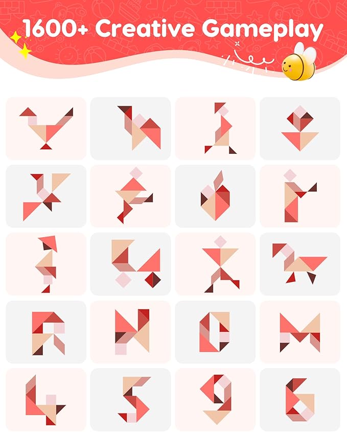 Kids Play Sofa, Tangram Square Puzzles Couch Furniture, Modular Kids Play Couchs Furniture, Puzzle Solving Couch Building Fort for Playroom Bedroom Boys Girls Teens, Glow