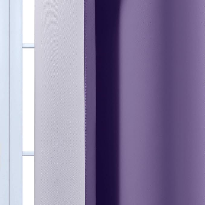 Yakamok Greyish White and Lavender Purple Ombre Curtains, Light Blocking - Image 7