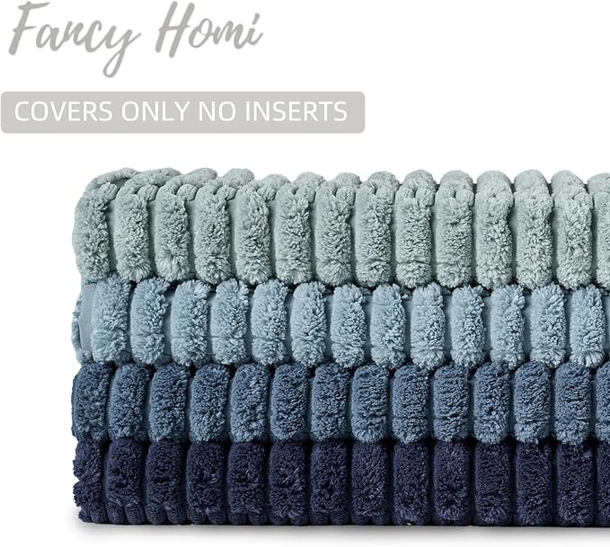Fancy Homi Set of 4 Blue Lumbar Rectangle Decorative Throw Pillow Covers 12x20 - Image 4
