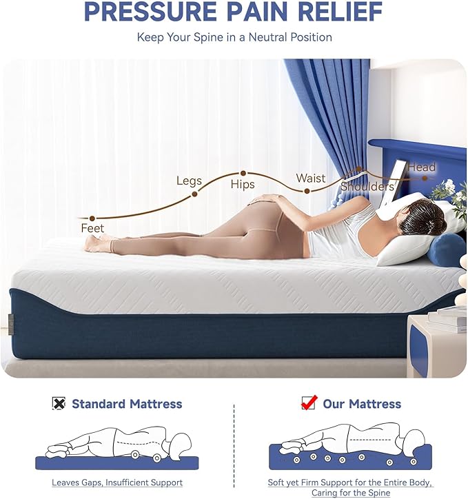 SDHYL Twin Mattress, 10 Inch Gel Infused Memory Foam Mattress for Good Sleep, Bed in a Box Mid Firm CertiPUR-US Certified & Fiberglass Free, Washable Cover, 75"*39"