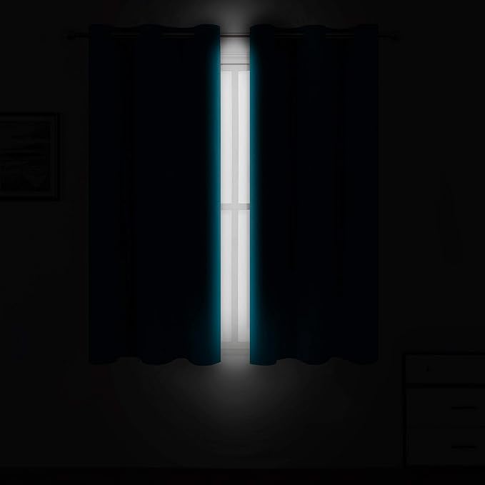 LEMOMO Teal Blackout Curtains 34 x 63 Inch Length/Set of 2 Curtain - Image 3