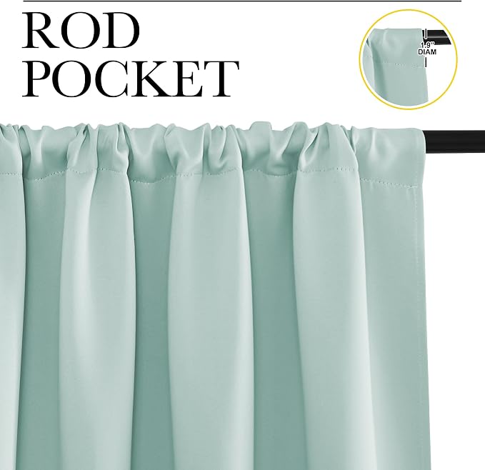 NICETOWN Blackout Curtains for Living Curtains, Aqua Blue, 2 Panels, 29 by 30 - Image 2