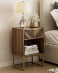 Masupu Nightstand,Modern Night Stand Boho Farmhouse Wood Bedside Table with Storage Drawer Side End Table for Bedroom,Living Room,Office,Walnut Brown