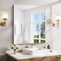 YIROMAN Bathroom Mirror 30"x36", Brushed Silver Bathroom Mirror for Over Sink with Aluminum Frame, Rectangular Vanity Mirror with Right Angles, Wall Mirror Hangs Horizontal or Vertical, Shatterproof