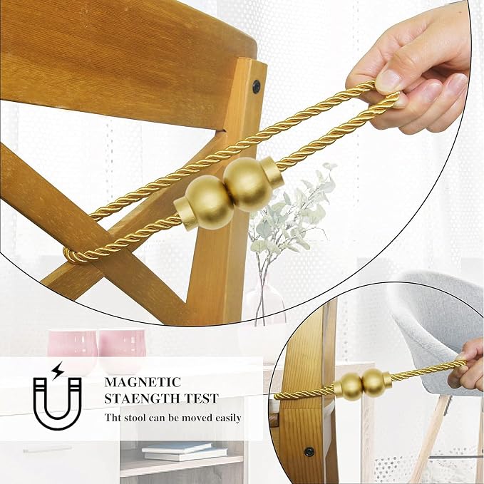 4 Pack Magnetic Curtain Tiebacks Modern Handmade Rope Curtain Tie Backs - Image 6