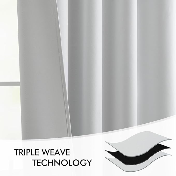 MIULEE Greyish White Back Tab Blackout Curtains 63 Inches Long 2 Panels Set - Image 7