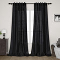 Black Linen Textured 96 Inch Curtains 2 Panel Set Back Tab Rod Pocket Sheer by Nanspring