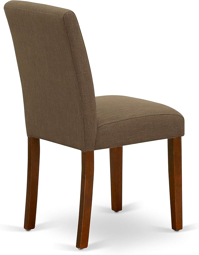 East West Furniture DUAB5-MAH-18 5 Piece Dining Set Includes a Rectangle Dining Room Table and 4 Coffee Linen Fabric Upholstered Chairs, 36x60 Inch, Mahogany