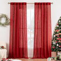 MIULEE Red Linen Curtains 96 Inch Long by MIULEE