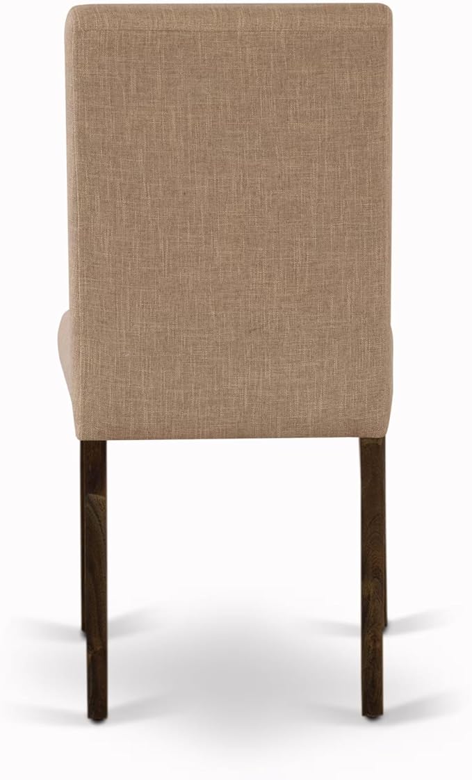 East West Furniture V727AB747-9 9 Piece Dining Table Set Includes a Rectangle Dining Room Table with V-Legs and 8 Light Sable Linen Fabric Upholstered Chairs, 40x72 Inch, Multi-Color