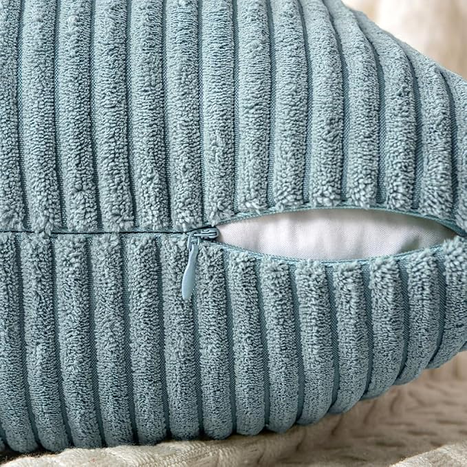 MIULEE Sky Blue Decorative Lumbar Throw Pillow Covers 12x20 Inch - Image 3