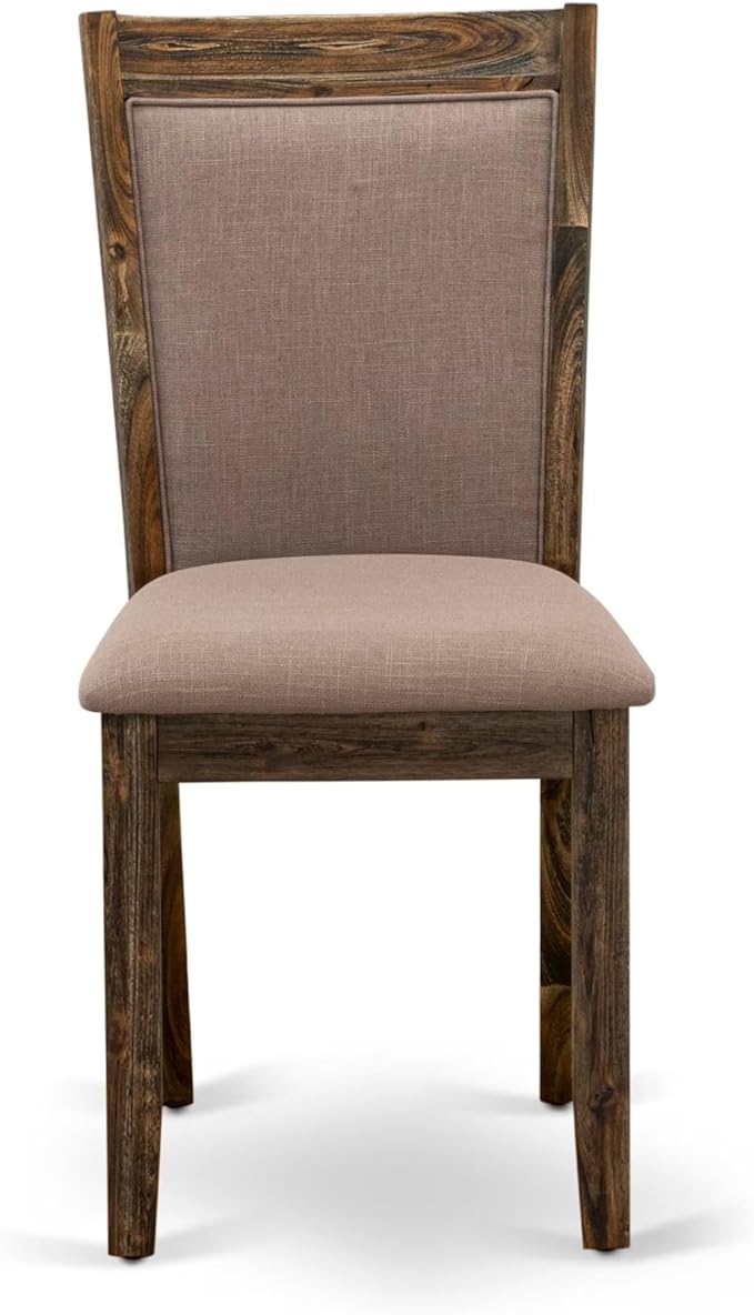 East West Furniture V727MZ748-6 6 Piece Dinette Set Contains a Rectangle Dining Room Table with V-Legs and 4 Coffee Linen Fabric Parson Chairs with a Bench, 40x72 Inch, Multi-Color