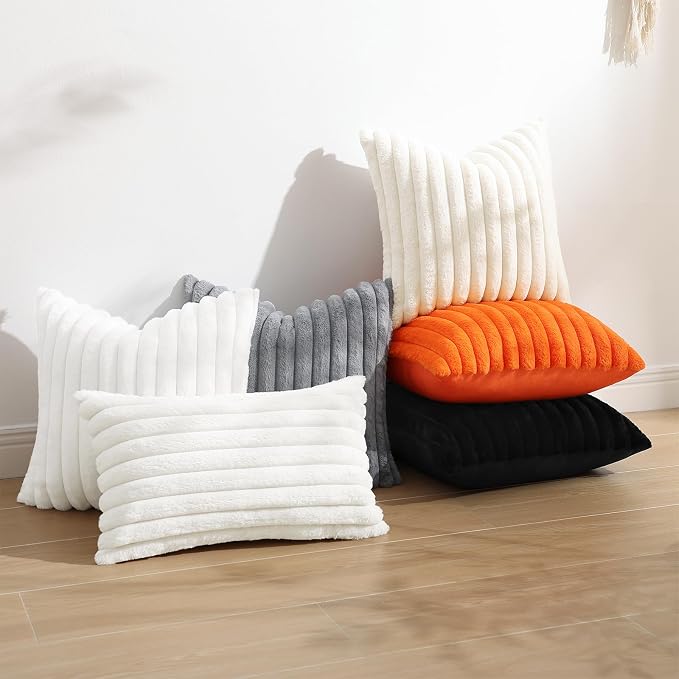 decorUhome Cozy Faux Fur Throw Pillow Covers 18x18 Set of 2 Decorative Soft - Image 7