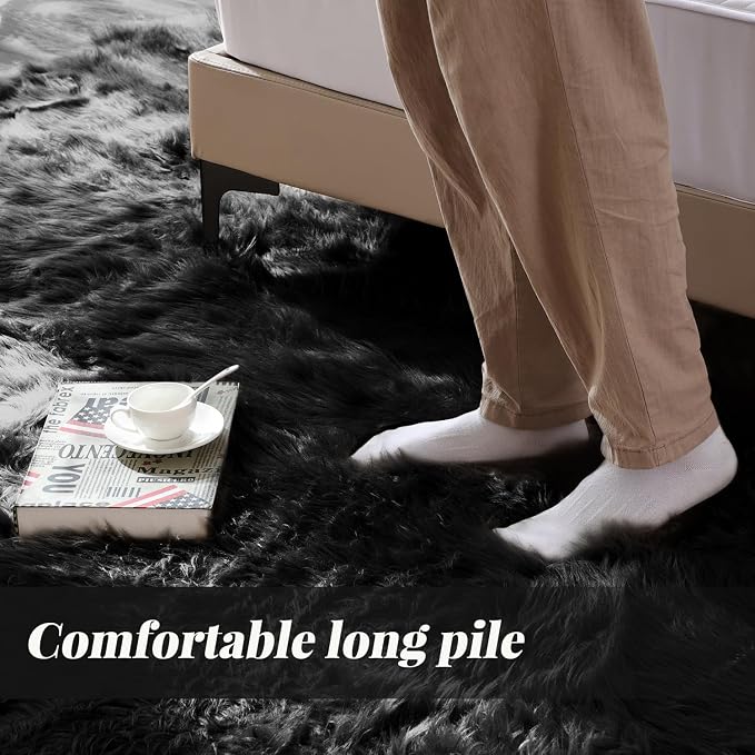 ORINOVA Black Washable Fluffy Area Rugs - Image 3