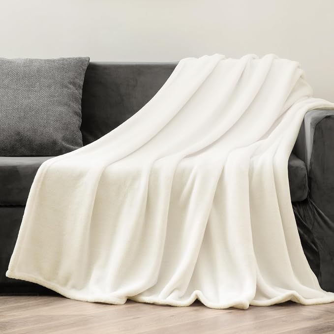 BEDELITE Fleece Blanket Twin Size Cream Throw Blankets - Image 6
