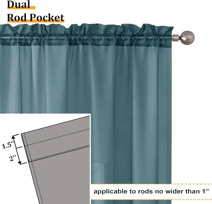 Aiyufeng Dusty Blue Sheer Curtains 63 Inch Length 2 Panels Set, Light Filtering - Image 5