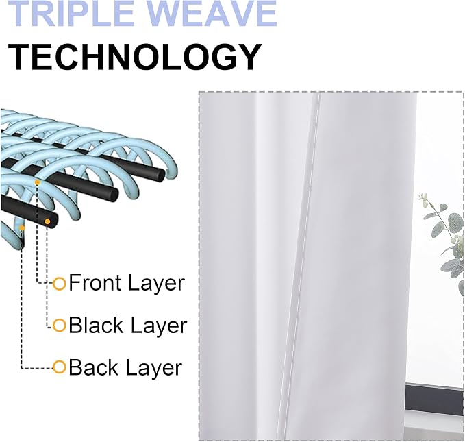 Simplebrand Ava Pure White Curtains 30 Inches Long 2 Panels, Light Filtering - Image 6