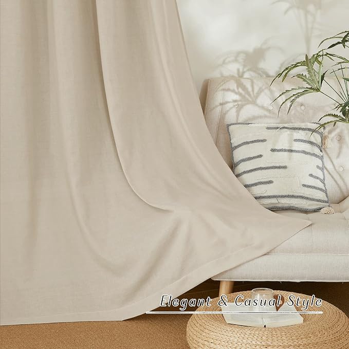 NICETOWN Rustic Linen 132 inch Long Curtains - Image 3