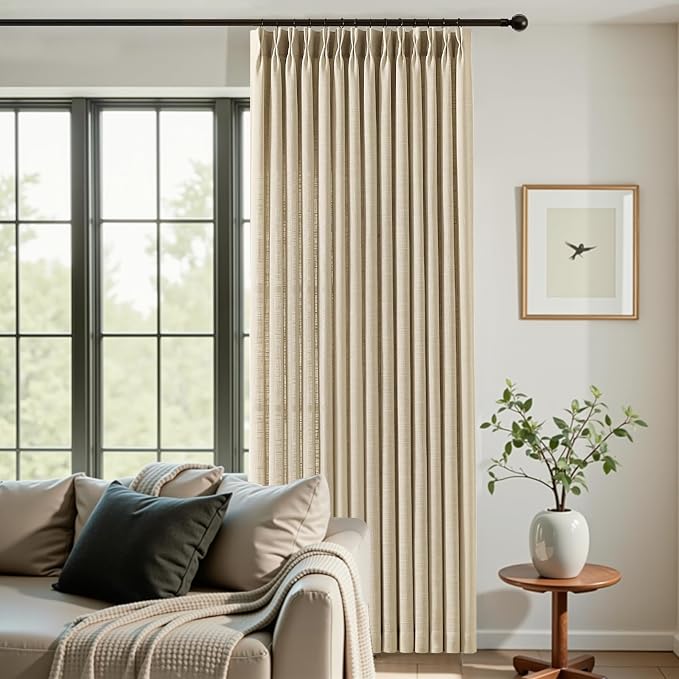 Extra Wide Pinch Pleated Linen Curtains by IVAPUPU