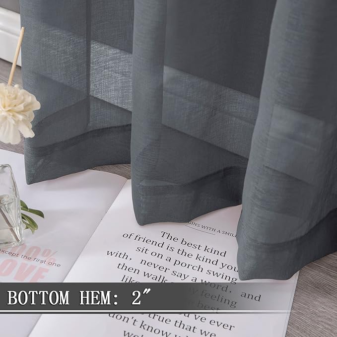 Tollpiz Short Sheer Tier Curtains Linen Textured Half Kitchen Curtain Sheers - Image 4