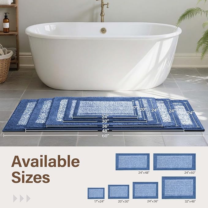 48x24 Long Bathroom Rugs Washable Non Slip, Soft Absorbent Quick Dry Mats - Image 6