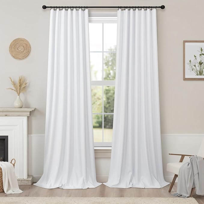 Elegant Curtains for Living Room 102 Inch Long Faux Linen Back Tab Rod Pocket - Image 9