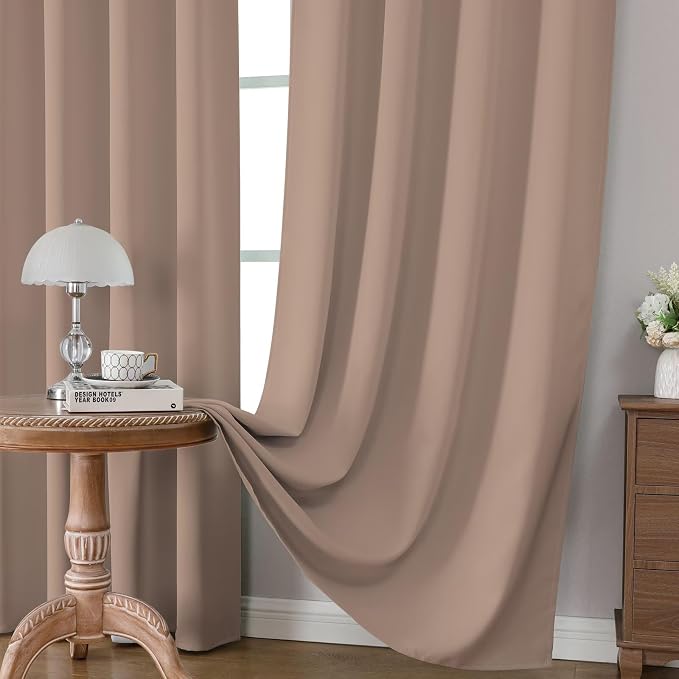 CUCRAF Khaki Blackout Curtains 96 inch Length 2 Panels Set, Rod Pocket Room - Image 5