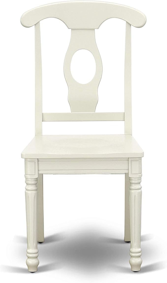 East West Furniture DOKE5-LWH-W 5 Piece Kitchen Table Set for 4 Includes a Rectangle Dining Room Table with Butterfly Leaf and 4 Solid Wood Seat Chairs, 42x78 Inch, Linen White