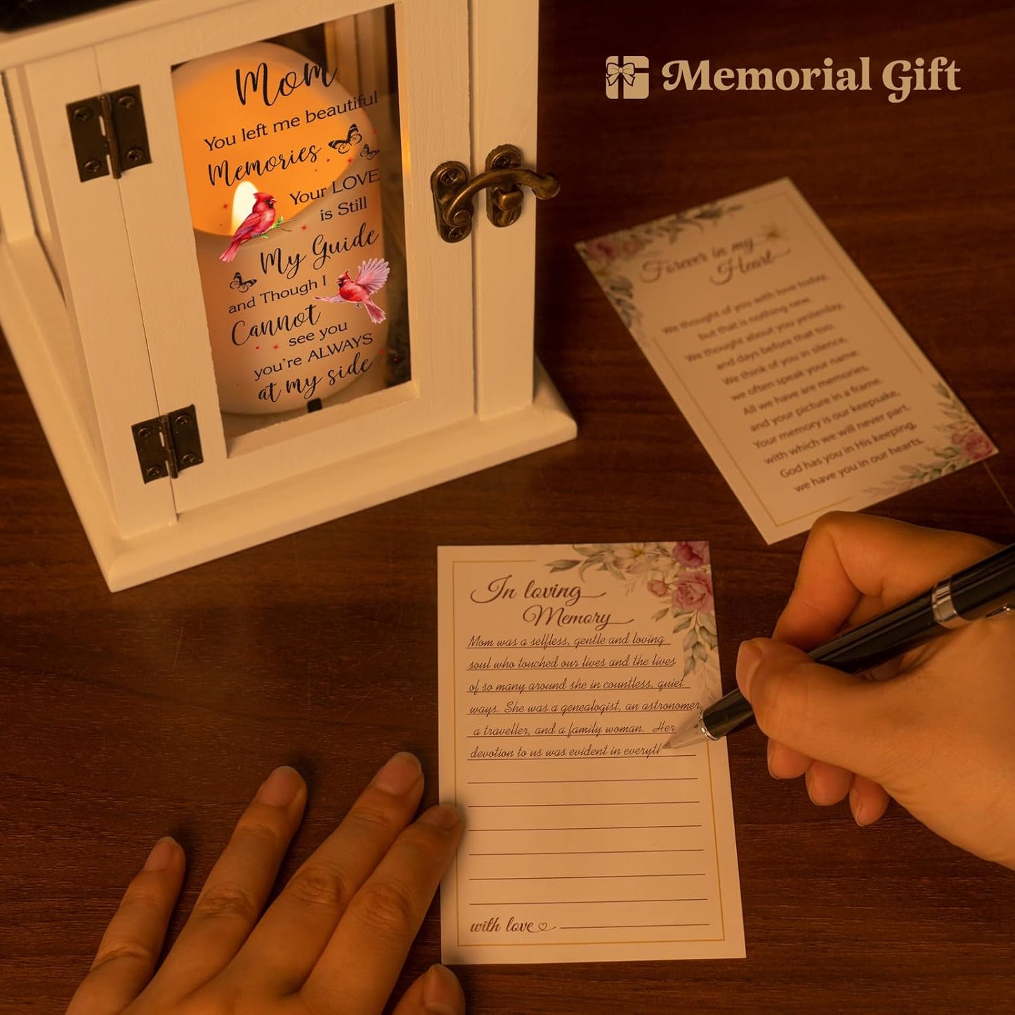 Memorial Lantern - Bereavement Sympathy Gifts for Loss of Loved One Memorial Gifts for Loss of Mother Remembrance Gifts Thoughtful Funeral Gifts for Loss of Mom with LED Candle and Remote