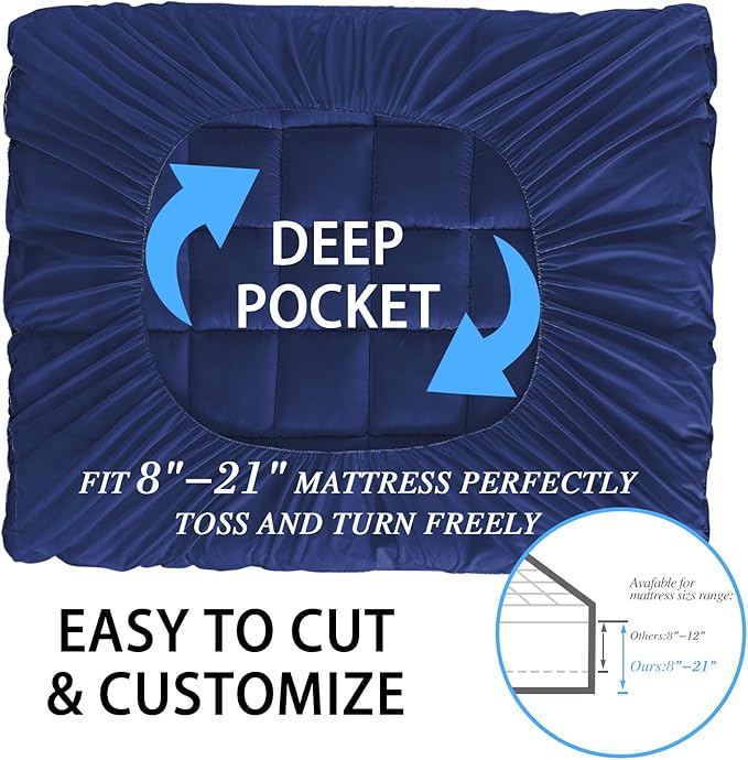 CYMULA Mattress Topper Queen Size - Extra Thick Cooling Mattress Pad Cover for Back Pain - Soft Mattress Protector Firm Bed Topper Pillow Top with 8-21 Inch Deep Pocket 3D Snow Down Alternative Fill