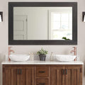 YOSHOOT Hand-Made Wooden Spliced Wall Mirror for Bathroom, Rustic Farmhouse Vanity Mirror, Décor Wall Art, Solid Wood Frame, Vertical or Horizontal Hanging, 53" x 28", Black