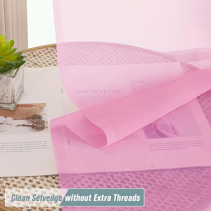 Light Pink Sheer Curtains 90 Inches Long 2 Panels, Light Filtering Solid Sheer - Image 2