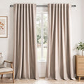 102 inch long Linen blackout curtains by Topfinel
