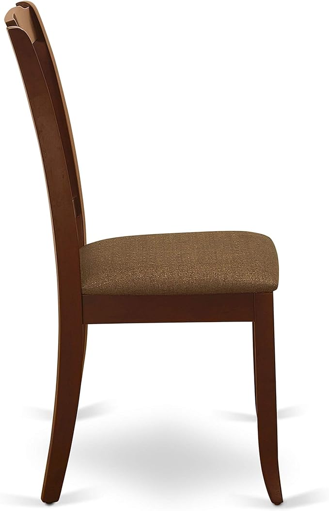 East West Furniture HBDA3-MAH-C 3 Piece Dining Set Contains a Round Dining Room Table with Pedestal and 2 Linen Fabric Upholstered Chairs, 42x42 Inch, Mahogany