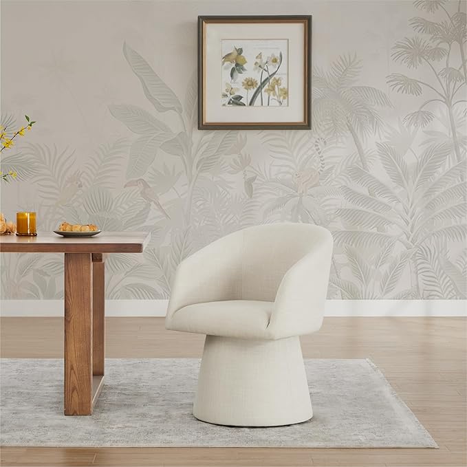 Swivel Dining Chairs Modern Accent Armchair Side Deskchair for Diningroom Vanity Bedroom Livingroom Reading Room,Linen,2 Box