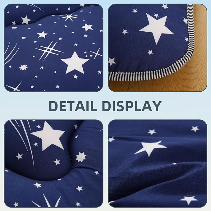 Bohemian Retro Japanese Floor Mattress, Vintage Floral Tatami Floor Mat, Portable Roll up Futon Mattress for Guest,Tavel (Starry,Full 80" X 47")