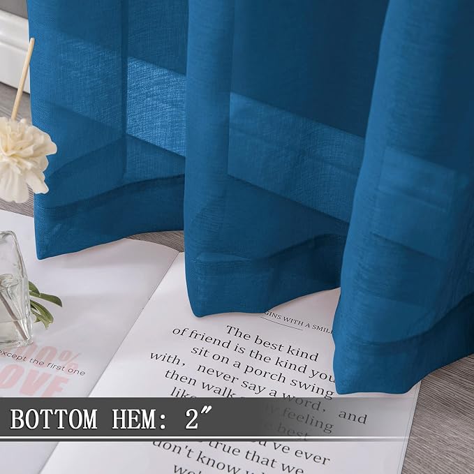 Tollpiz Short Sheer Curtain Linen Textured Living Room Curtains Sheer Light - Image 4