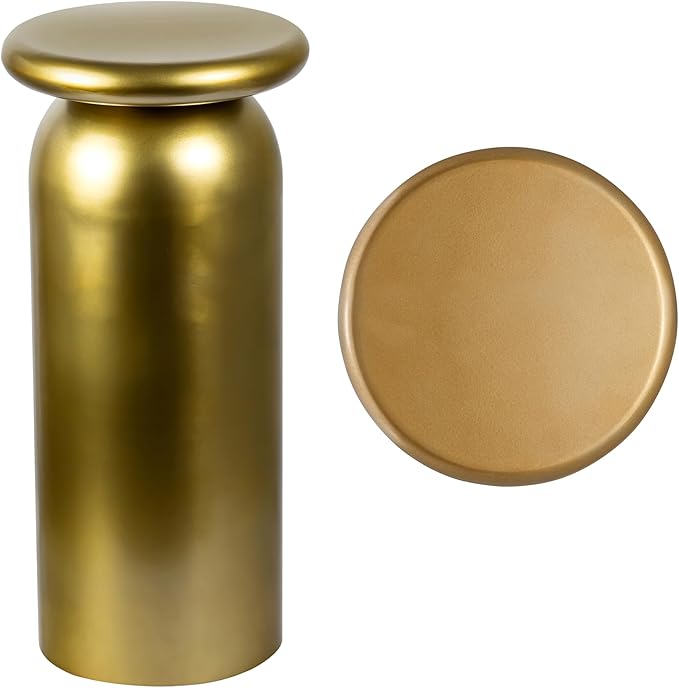 JONATHAN Y END1008B Miles 22.75" Mid-Century Modern Metal Sleek Cylinder Drink Table, Gold for Living Room, Bedroom, Office, Bathroom