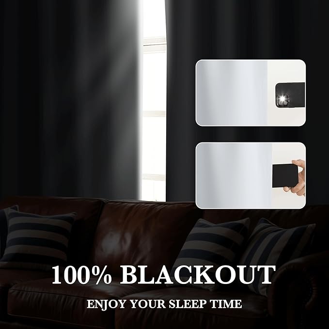RYB HOME White 100% Blackout Curtains, Short Thermal Insulated Heat & UV - Image 3