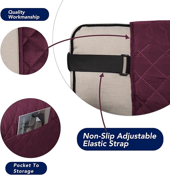 PureFit Reversible Sofa Cover Water Resistant Loveseat Couch Cover, Machine Washable Furniture Cover with Non-Slip Foam and Adjustable Strap for Dogs, Pets (Loveseat, Wine/Beige)