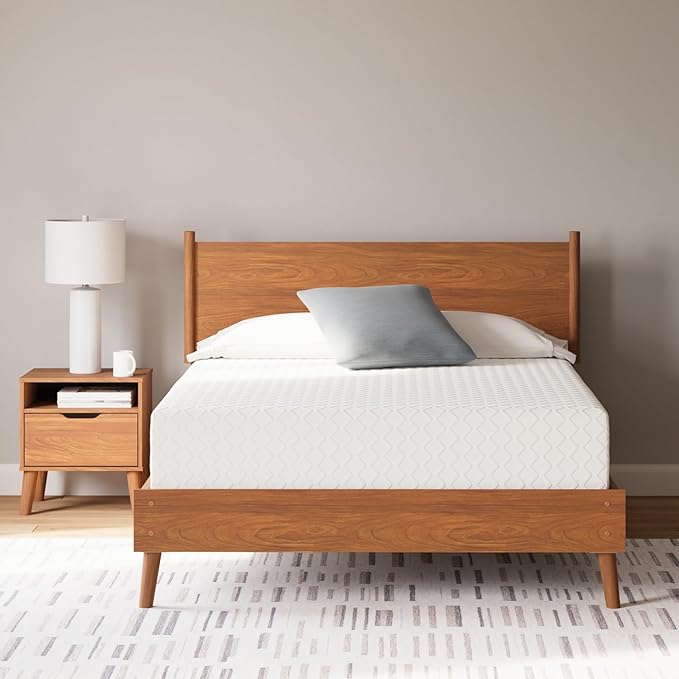 Signature Design by Ashley Twin Size Chime 12 Inch Medium Firm Memory Foam Mattress with Green Tea & Charcoal Gel for Pressure Relief, Fiberglass Free, Mattress In A Box