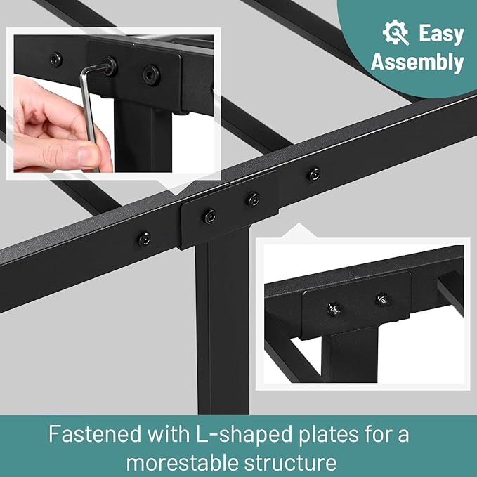 Twin Bed Frame-Classic Metal Platform Bed Frame Mattress Foundation with Victorian Style Iron-Art Headboard/Footboard/Under Bed Storage/No Box Spring Needed/Black