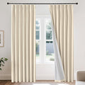 Joydeco 100% Blackout Pleated Curtains, Linen Window Curtains 2 Panel Sets 108 by JOYDECO