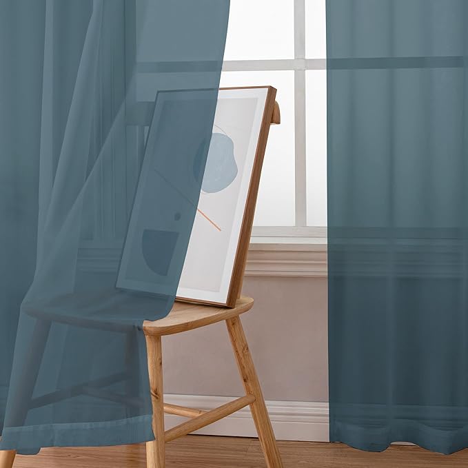 Chyhomenyc Sheer Curtains 63 Inch Length 2 Panels, Light Filtering Rod Pocket - Image 9