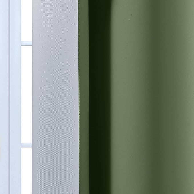 Yakamok Greyish White and Sage Green Ombre Curtains, Light Blocking Curtains - Image 5