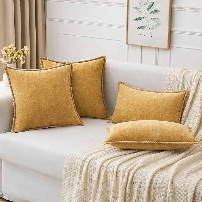 MIULEE Pack of 2 Couch Throw Pillow Covers 12x20 Inch Gold Farmhouse Decorative - Image 5