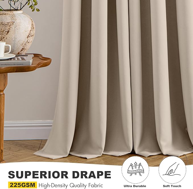 MIULEE Taupe Blackout Curtains for Bedroom Living Room 63 Inches Long 2 Panels - Image 5